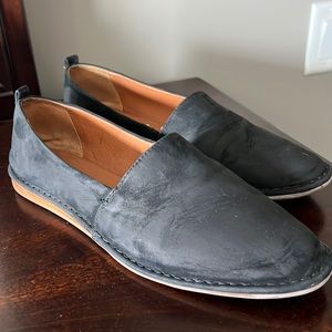Frye black suede flats size 10